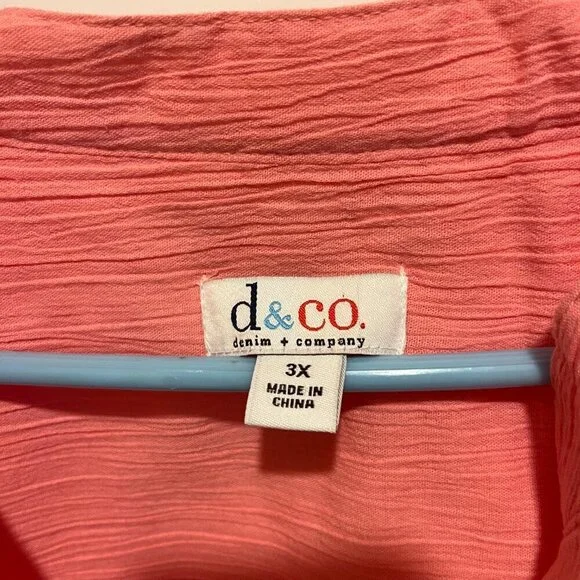 Denim & Co. Short Sleeve Embroidered Gauze Shirt Size 3X - Picture 3 of 13